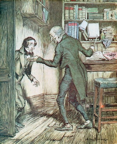 Scrooge und Bob Cratchit, aus Dickens